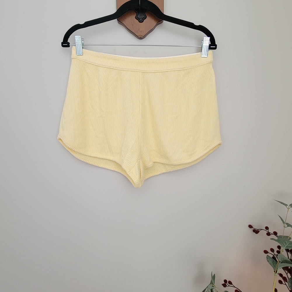 aerie Pale Yellow Ribbed Lounge Shorts